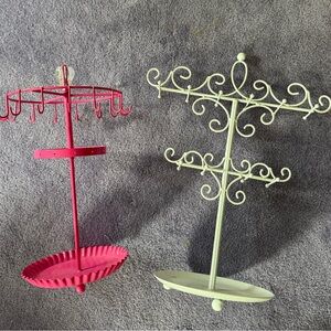 Metal Pink and White Jewelry Stands